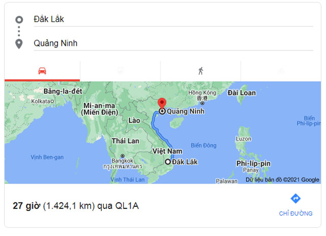 Từ Buôn Ma Thuột Đắk Lắk đi Quảng Ninh bao nhiêu km