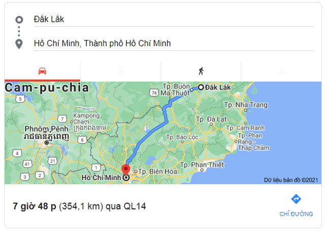 Từ Buôn Ma Thuột Đắk Lắk đi Sài Gòn TPHCM bao nhiêu km