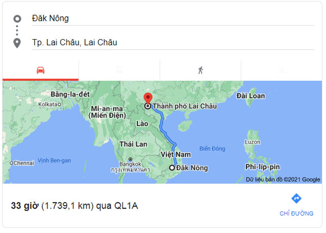Từ Đắk Nông đi Lai Châu bao nhiêu km