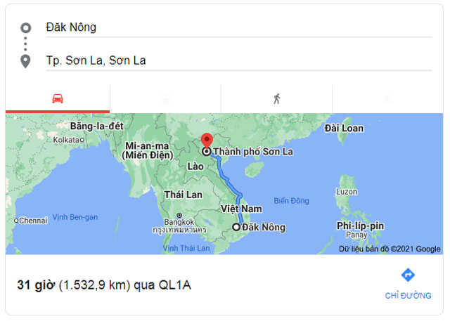Từ Đắk Nông đi Sơn La bao nhiêu km