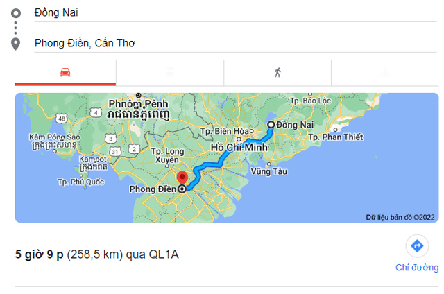 Từ Đồng Nai đi Cần Thơ bao nhiêu km, mất bao nhiêu tiếng