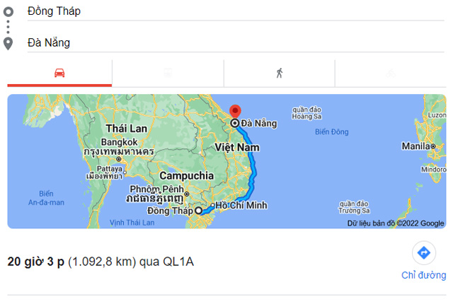 Từ Đồng Tháp đi Đà Nẵng bao nhiêu km