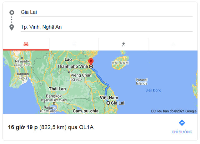 Từ Gia Lai đi Vinh Nghệ An bao nhiêu km