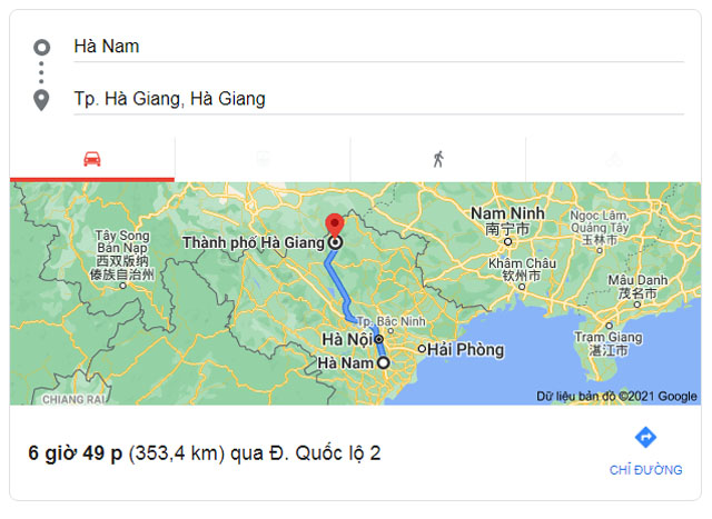 Từ Hà Nam đi Hà Giang bao nhiêu km