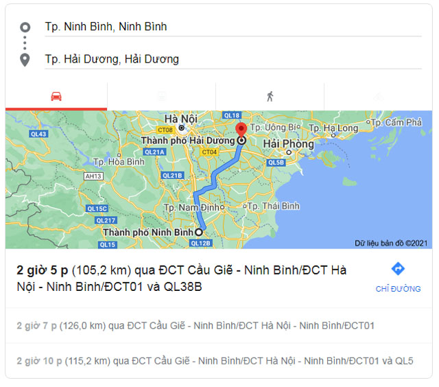 KHOẢNG CÁCH GIỮA HẢI DƯƠNG VÀ HẢI PHÒNG CHỈ VÀO KHOẢNG 50 KILÔMÉT