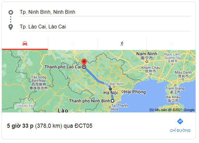 Từ Ninh Bình đi Lào Cai bao nhiêu km