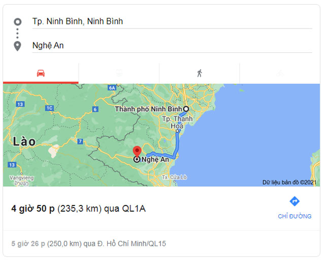 Từ Ninh Bình đi Vinh Nghệ An bao nhiêu km