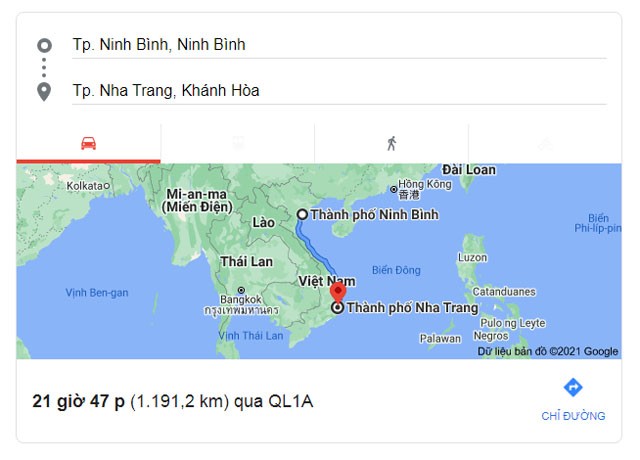 Từ Ninh Bình đi Nha Trang bao nhiêu km
