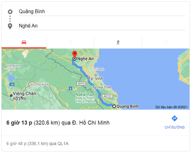 Từ Quảng Bình đi Vinh Nghệ An bao nhiêu km