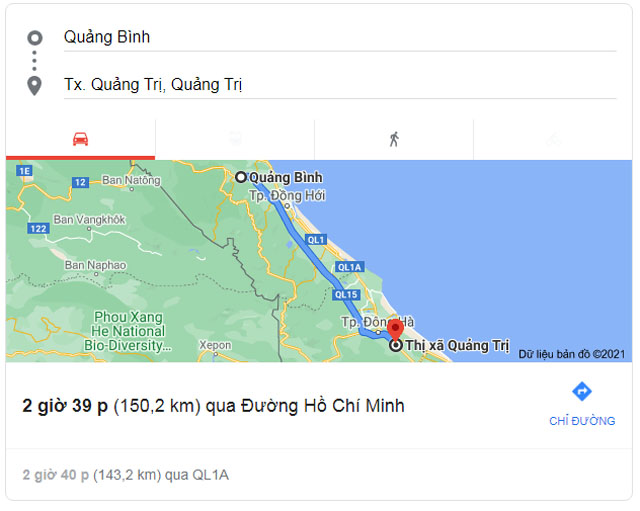 Từ Quảng Bình đi Quảng Trị bao nhiêu km
