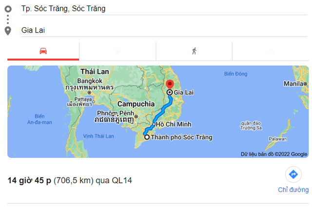 Từ Sóc Trăng đi Pleiku Gia Lai bao nhiêu km