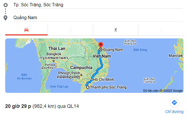 Từ Sóc Trăng đi Tam Kỳ, Hội An Quảng Nam bao nhiêu km
