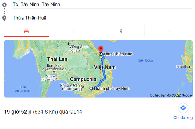 Từ Tây Ninh đi Huế bao nhiêu km, mất bao nhiêu tiếng