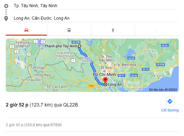 Từ Tây Ninh đi Long An bao nhiêu km, mất bao nhiêu tiếng