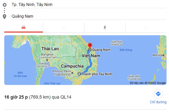 Từ Tây Ninh đi Quảng Nam bao nhiêu km, mất bao nhiêu tiếng