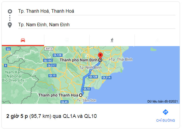 Từ Thanh Hóa đi Nam Định bao nhiêu km
