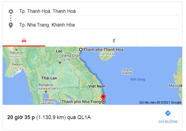 Từ Thanh Hóa đi Nha Trang bao nhiêu km