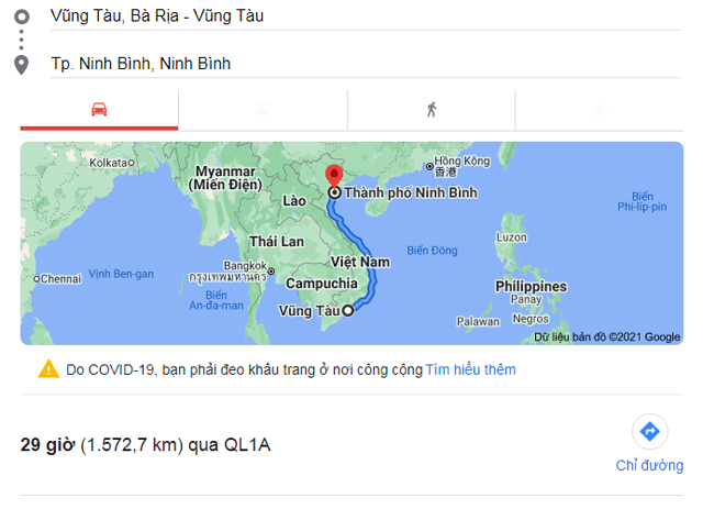Từ Vũng Tàu đi Ninh Bình bao nhiêu km