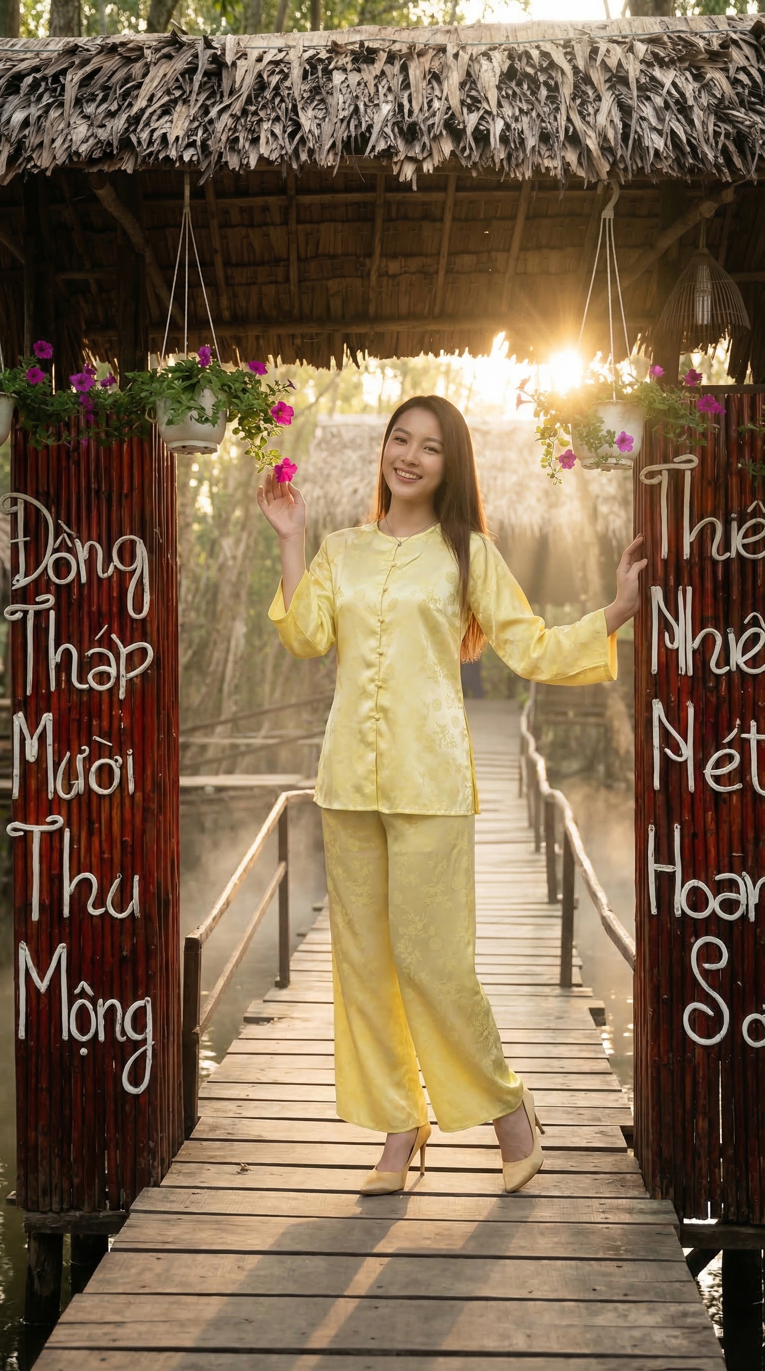 Cổng tre Đồng Tháp Mười Thu Mộng mở lối vào rừng