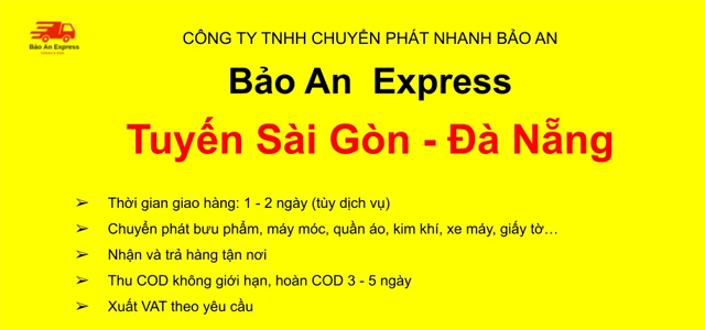 Xe Bảo An từ Sài Gòn Tp.HCM đi Đà Nẵng (Thanh Khê, Cầu vượt Hòa Cầm, Cẩm Lệ, Hòa Vang)