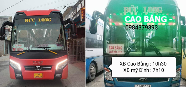 Xe Đức Long từ Cao Bằng đi Hà Nội (Mỹ Đình, Giáp Bát, Gia Lâm)
