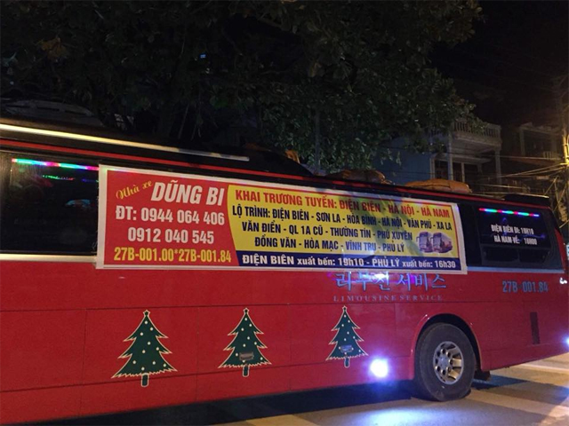 Xe Dũng Bi từ Hà Nam đi Bản Phủ Điện Biên