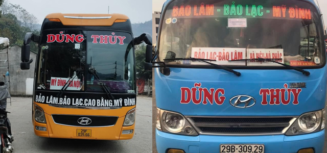 Xe Dũng Thủy từ Cao Bằng đi Hà Nội (Mỹ Đình, Giáp Bát, Gia Lâm)