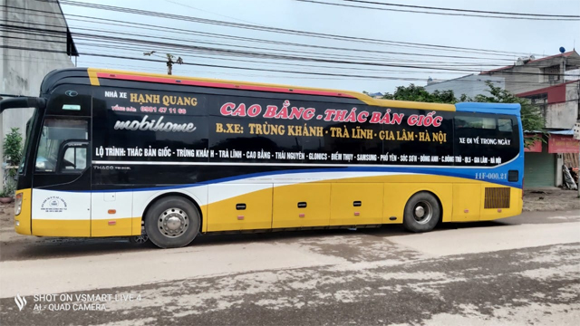 Xe Hạnh Quang từ Cao Bằng đi Hà Nội (Mỹ Đình, Giáp Bát, Gia Lâm)