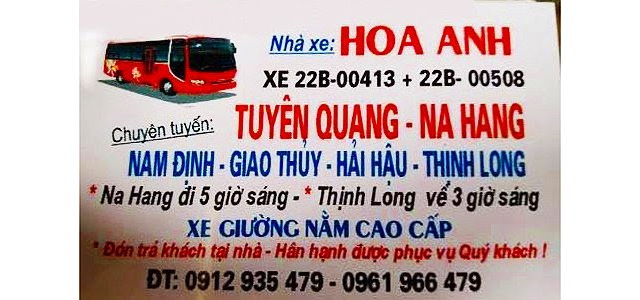 Xe Hoa Anh Nam Định - Tuyên Quang