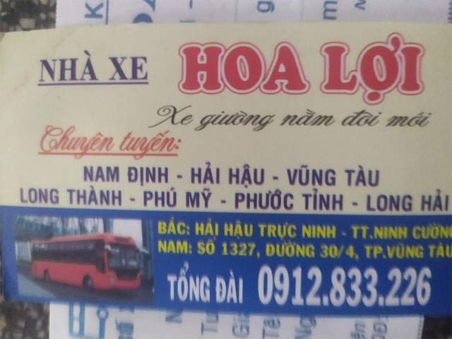 Xe Hoa Lợi Vũng Tàu đi Khánh Hòa (Nha Trang - Cam Ranh - Ninh Hòa - Vạn Giã)