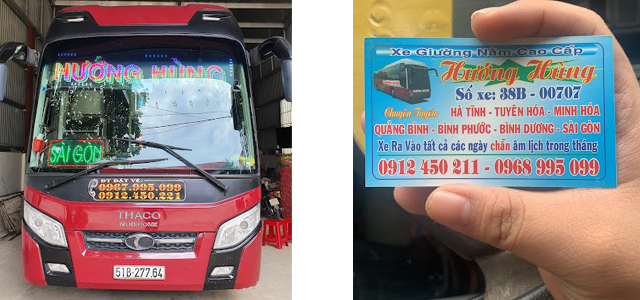 Xe Hướng Hùng từ Hà Tĩnh đi Sài Gòn (bến xe Miền Đông, An Sương, Ngã Tư Ga, Sóng Thần, Suối Tiên)