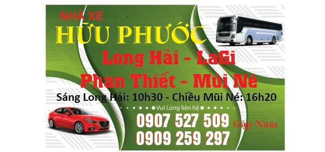 Xe Hữu Phước từ Vũng Tàu đi Bình Thuận