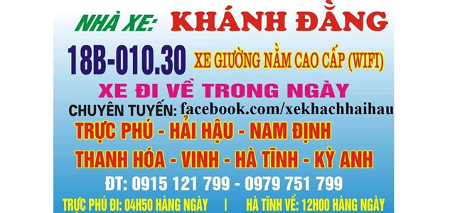 Xe Khánh Đằng Ninh Bình - Hà Tĩnh
