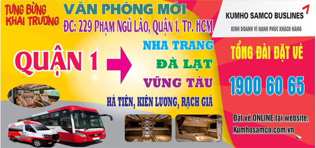 Xe Kumho Samco Sài Gòn TPHCM đi Khánh Hòa (Nha Trang - Cam Ranh - bến xe phía Nam Nha Trang)