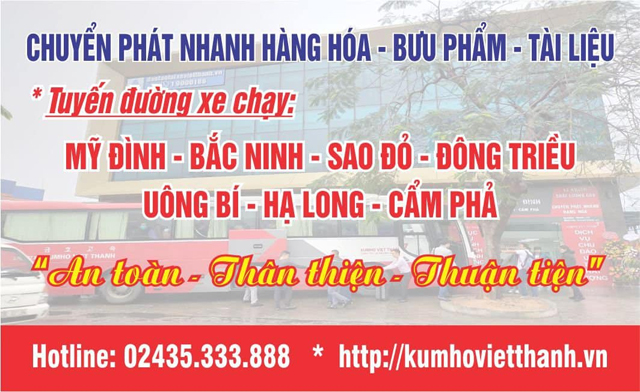 Xe Kumho Việt Thanh từ Quảng Ninh đi Hà Nội (Mỹ Đình, Giáp Bát, Gia Lâm, Yên Nghĩa, Bv nội ô, sân bay)