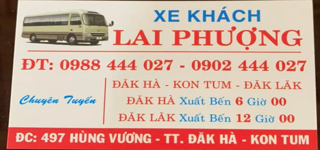 Xe Lai Phượng Đắk Lắk đi Kon Tum (Ngọc Hồi, Đăk Glei, Đăk Hà, Kon Plông, Sa Thầy)