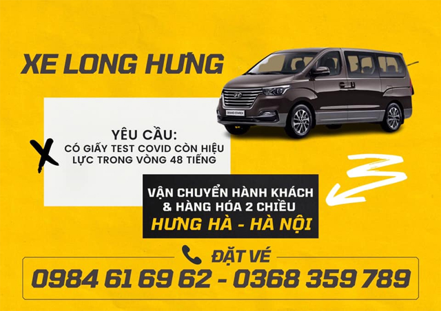 Xe Long Hưng từ Thái Bình đi Hà Nội (Yên Nghĩa, Gia Lâm, Giáp Bát, Bệnh Viện, Nội Bài, Trường Học)
