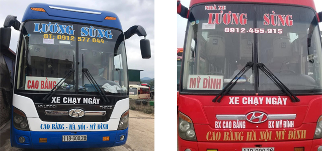 Xe Lương Sùng từ Cao Bằng đi Hà Nội (Mỹ Đình, Giáp Bát, Gia Lâm)