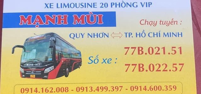 Nhà xe Mạnh Mùi Quy Nhơn Bình 