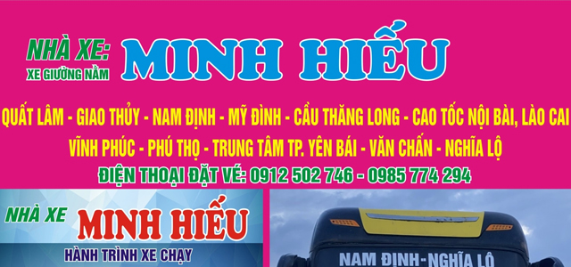 Xe Minh Hiếu từ Yên Bái đi Nam Định (Quất Lâm, Giao Thủy)