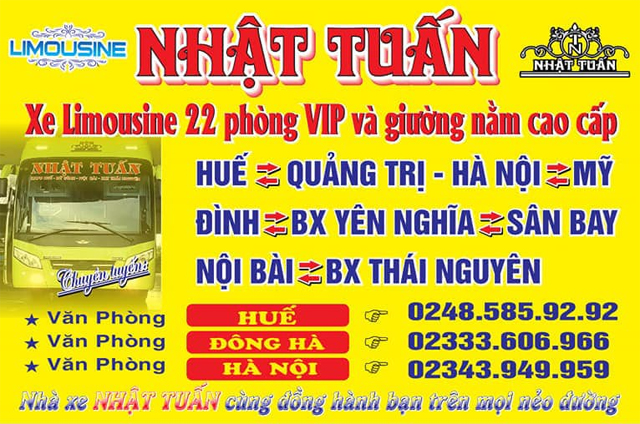 Xe Nhật Tuấn từ Quảng Trị đi Hà Nội (Nước Ngầm, Mỹ Đình, Yên Nghĩa)
