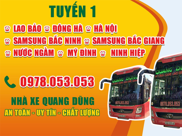 Xe Tân Quang Dũng từ Hà Nội đi Quảng Trị