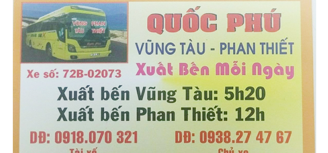 Xe Quốc Phú Vũng Tàu đi Bình Thuận