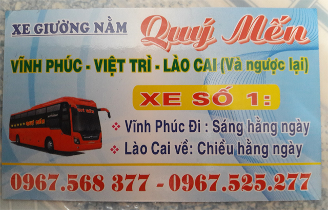 Xe Quý Mến từ Vĩnh Phúc đi Lào Cai