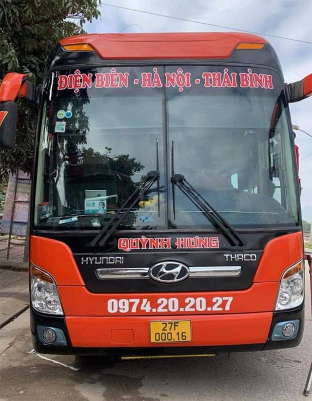 Xe Quỳnh Hưng từ Điện Biên đi Thái Bình (Hưng Hà, Đông Hưng)