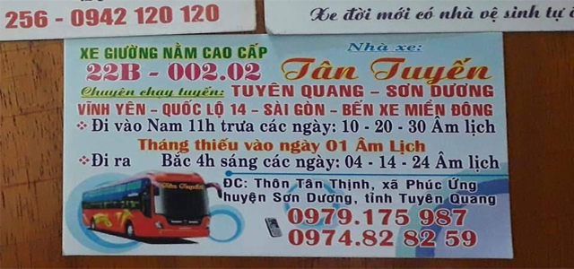 Xe Tân Tuyến Đắk Nông - Tuyên Quang