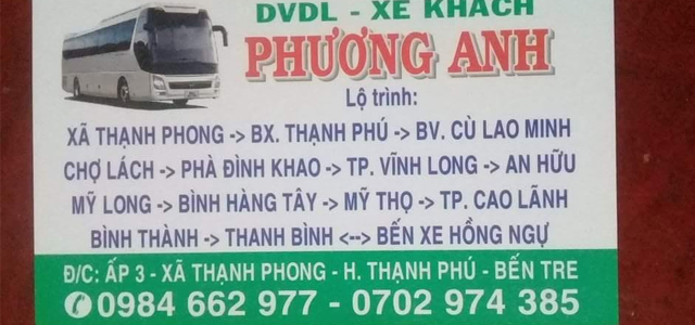 Xe Phương Anh Thạnh Phú Bến Tre đi Đồng Tháp (Hồng Ngự, Cao Lãnh, Sa Đéc, Lai Vung, Tam Nông, Tân Hồng) 