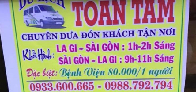 Xe Toàn Tâm từ Sài Gòn Tp.HCM đi Lagi Bình Thuận