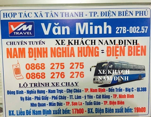 Xe Văn Minh từ Nam Định đi Điện Biên