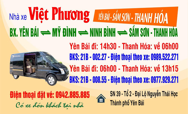 Xe Việt Phương Limousine từ Yên Bái đi Sầm Sơn Thanh Hóa